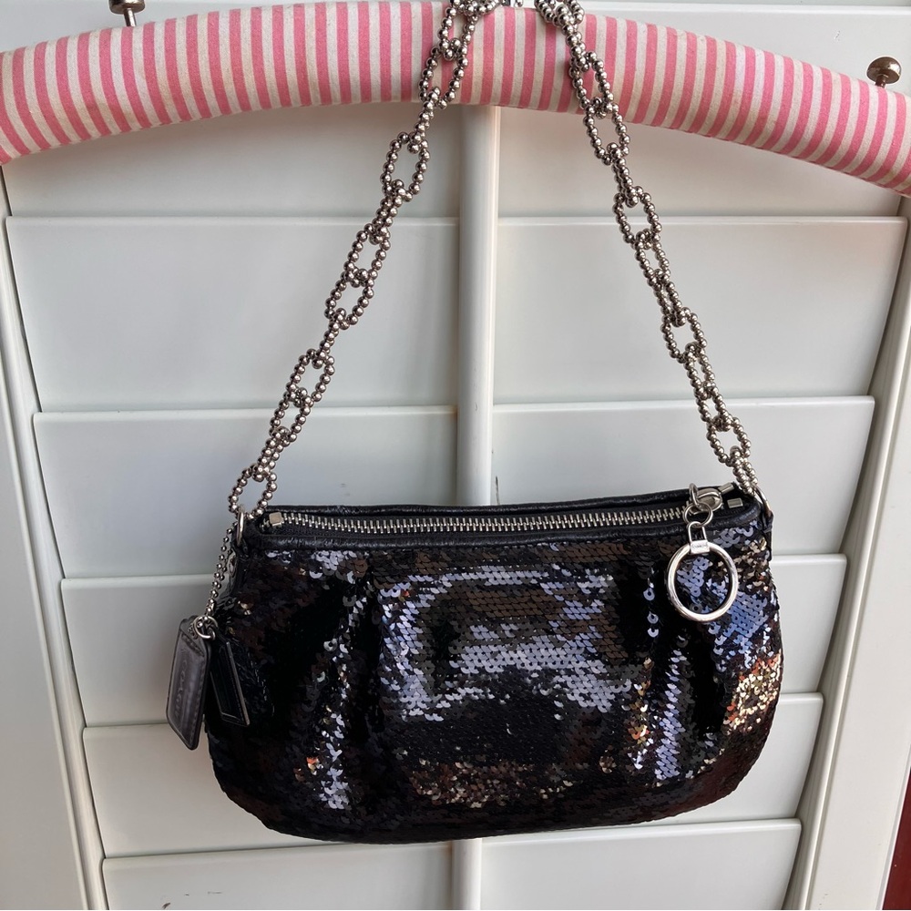 Black Coach Poppy Sequin Limited Edition Demi Bag NWT